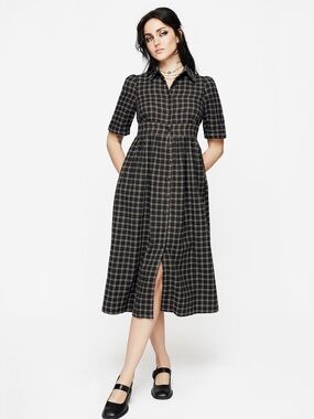 NWT Disturbia Terra Midi Smock Shirt Dress in Olive US 14 / UK 18